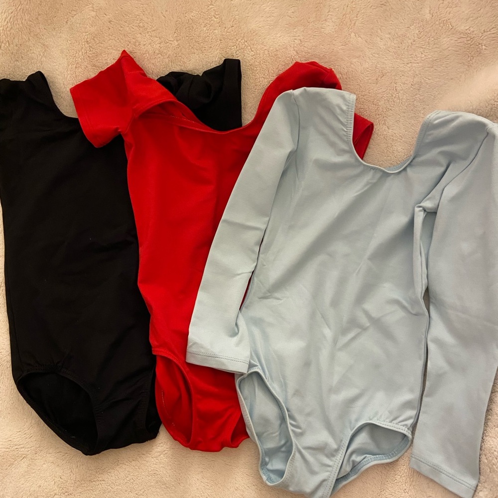 Danskin Kids One-Piece Leotard Set — Black, Red & Light Blue